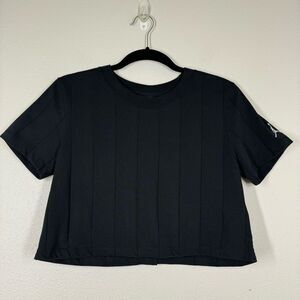Nike Air Jordan Flight Cropped Top Shirt Open Back Solid Black Womens Size Small